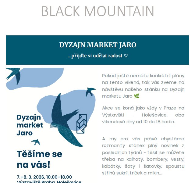 Black Mountain: Nová kolekce šatovky, trička, kabáty – Březen 2026