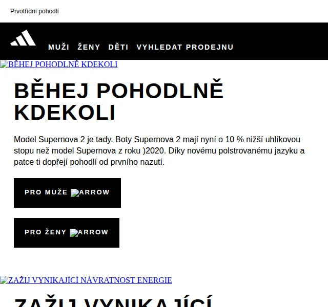 adidas: Supernova 2 a běžecká obuv – červen 2026 | Nuslet.cz