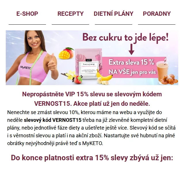MyKETO: VIP sleva 15 % na dietní plány – červen 2026 | Nuslet.cz