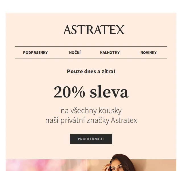 Astratex: 20% sleva na veškeré prádlo – červen 2026 | Nuslet.cz