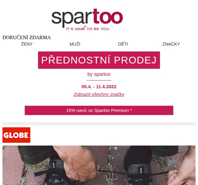Spartoo: Slevy až -75 % na Globe, GBB, Polo Ralph Lauren aj. – červen 2026 | Nuslet.cz