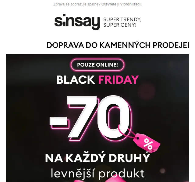 Sinsay: -70% na druhý produkt – duben 2026 | Nuslet.cz