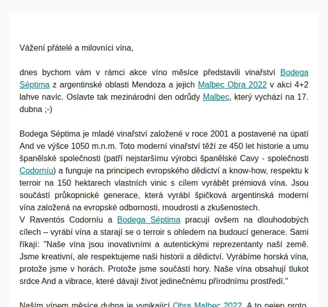 Premier Wines & Spirits: Séptima Obra Malbec 2022 4+2 – červen 2026 | Nuslet.cz