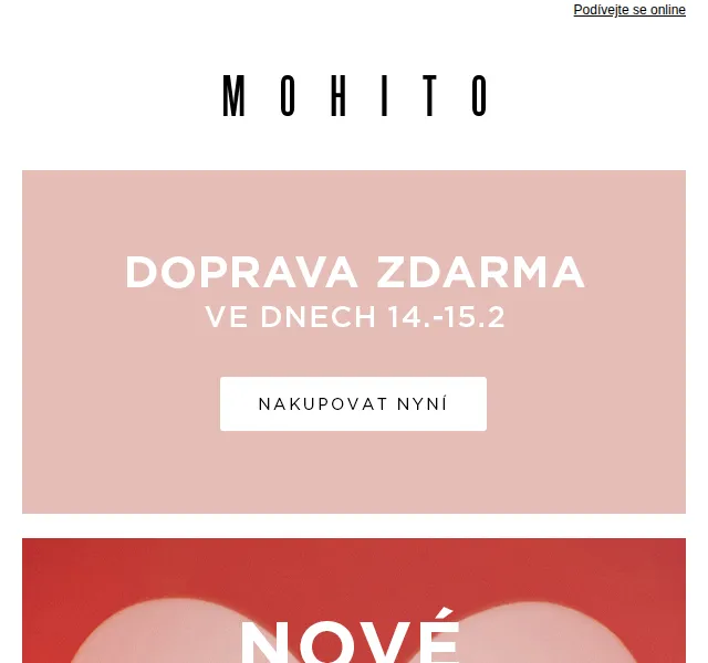 MOHITO: Doprava zdarma na Valentýna – červen 2026 | Nuslet.cz