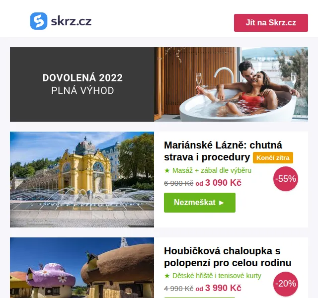 Skrz: Wellness a pobyty se slevou až -71% – červen 2026 | Nuslet.cz