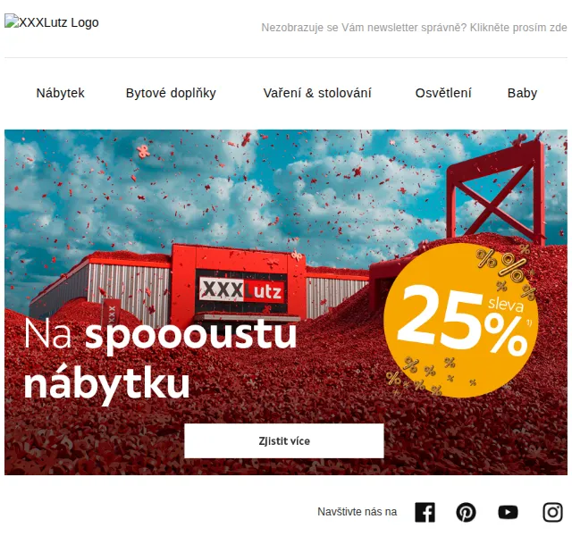 XXXLutz: Sleva 25 % na spoustu nábytku – červen 2026 | Nuslet.cz