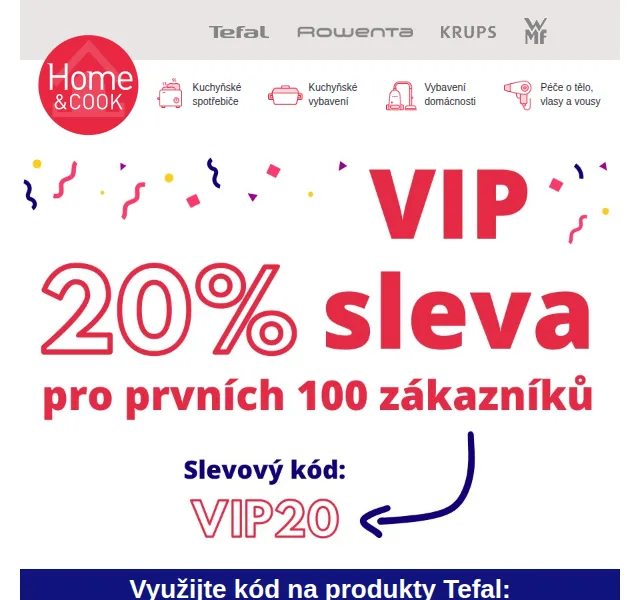 Home & Cook: 20% sleva Tefal, Rowenta, WMF, Krups – červen 2026 | Nuslet.cz