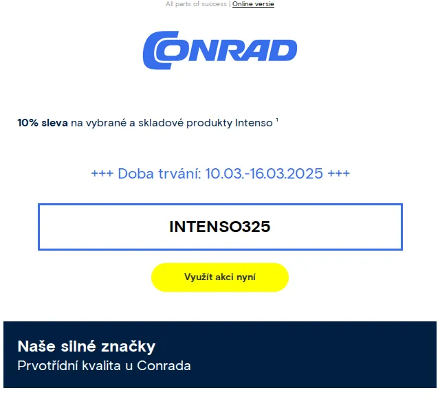 Conrad Electronic: 10% sleva na Intenso – březen 2026 | Nuslet.cz