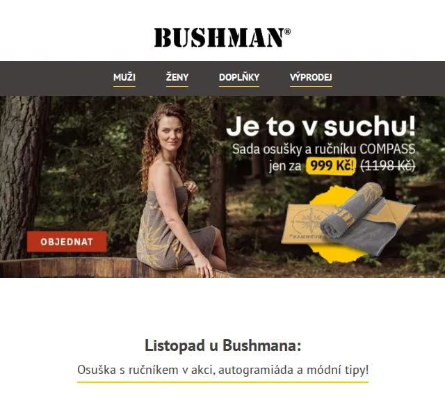 BUSHMAN: Set osušky a ručníku COMPASS v akci – listopad 2026 | Nuslet.cz