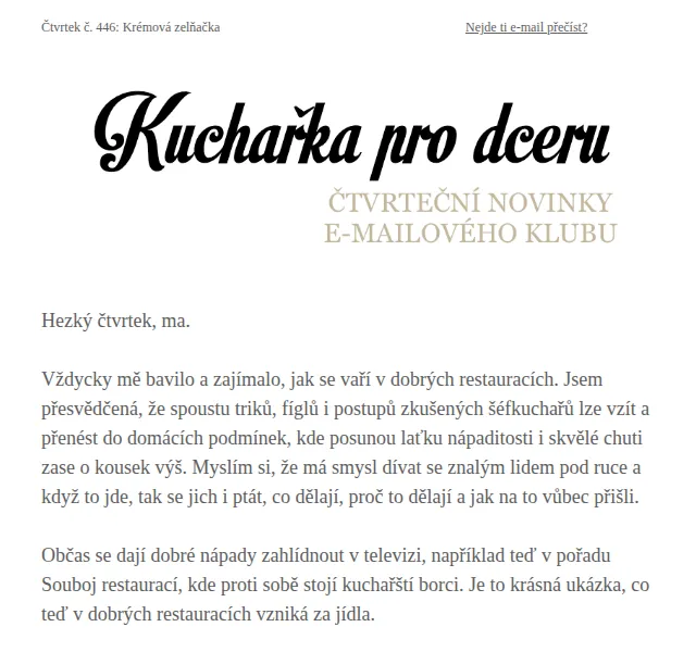 Florentýna - Kuchařka pro dceru: Krémová zelňačka – červen 2026 | Nuslet.cz