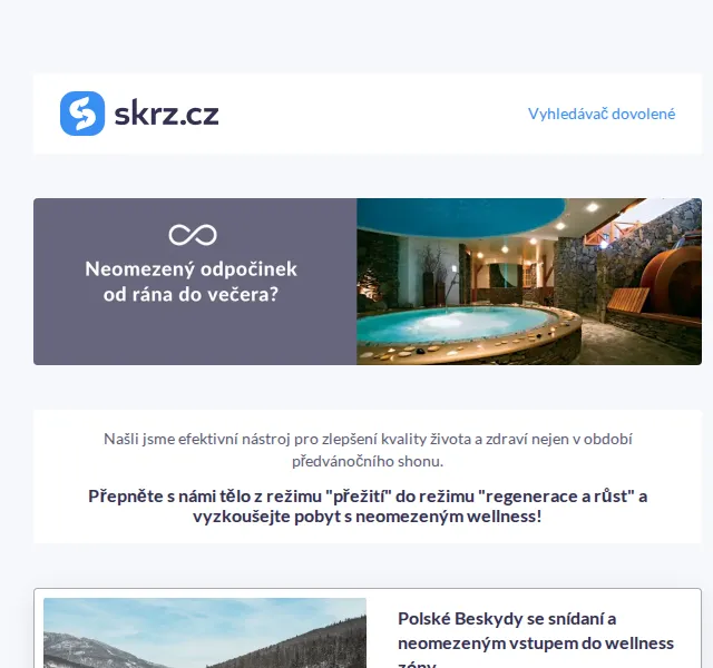 Vánoce na Skrz: Wellness pobyty se slevou 49 % – červen 2026 | Nuslet.cz