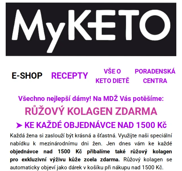 MyKETO: Kolegen zdarma k objednávce nad 1500 Kč – červen 2026 | Nuslet.cz