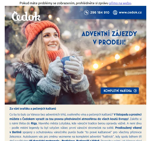 Čedok: Adventní zájezdy v prodeji – červenec 2026 | Nuslet.cz