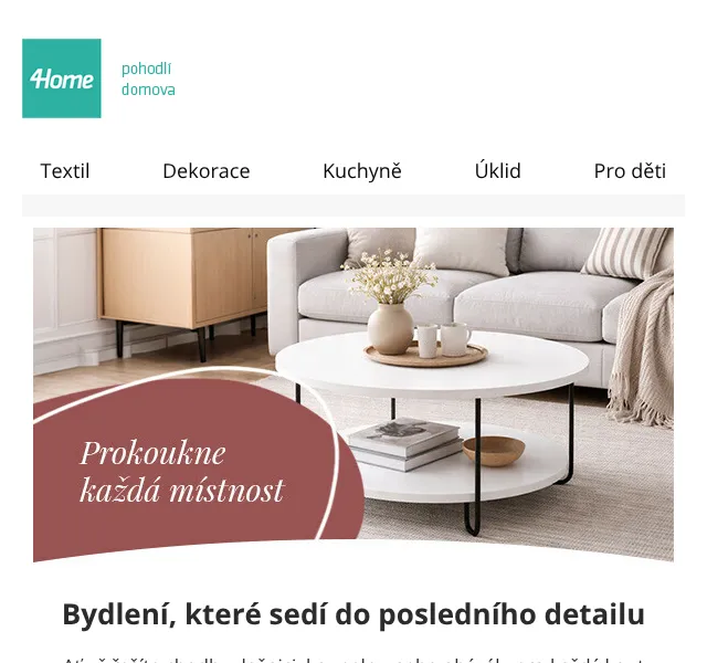 4home.cz: Nábytek se slevami až 84 % – červenec 2026