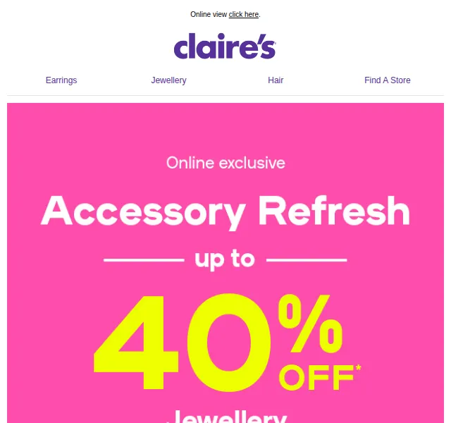 Claire's: sleva až 40 % na šperky – červen 2026 | Nuslet.cz