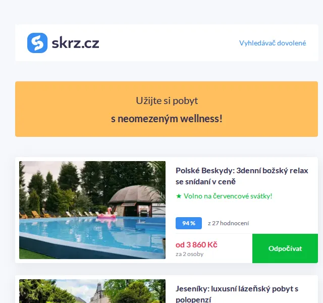 Vánoce na Skrz: wellness pobyty od 3 860 Kč – červen 2026 | Nuslet.cz