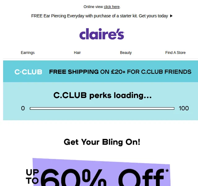 Claire's: Buy 3 Get 3 Free a až 60% sleva – červenec 2026 | Nuslet.cz