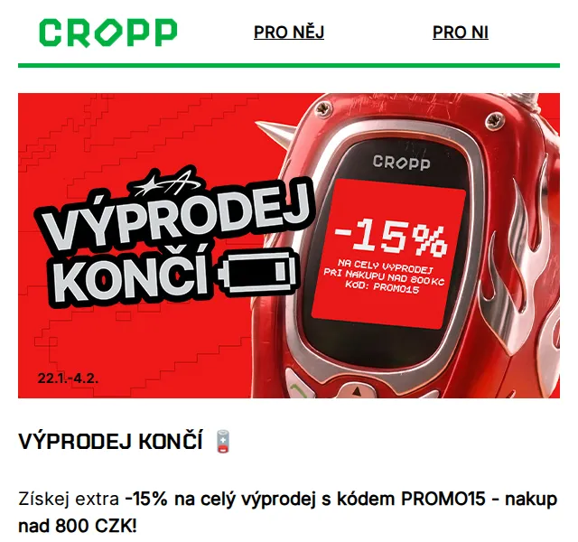 Cropp: -15% na výprodej, zimní kabáty a mikiny – duben 2026