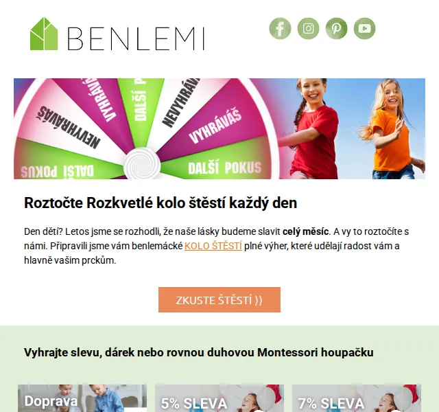 Benlemi: Roztočte kolo štěstí o 600 výher – červen 2026 | Nuslet.cz