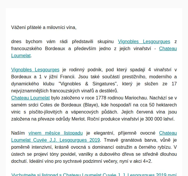 Premier Wines & Spirits: Chateau Loumelat 4+2 lahve zdarma – listopad 2022 | Nuslet.cz