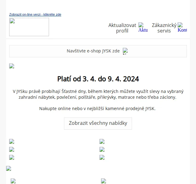 JYSK: Šťastné dny – slevy na zahradní nábytek a bytové textilie – duben 2024 | Nuslet.cz