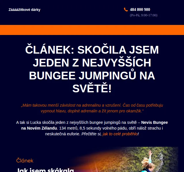 Adrop: Zážitkové dárky bungee jumping – červen 2026 | Nuslet.cz