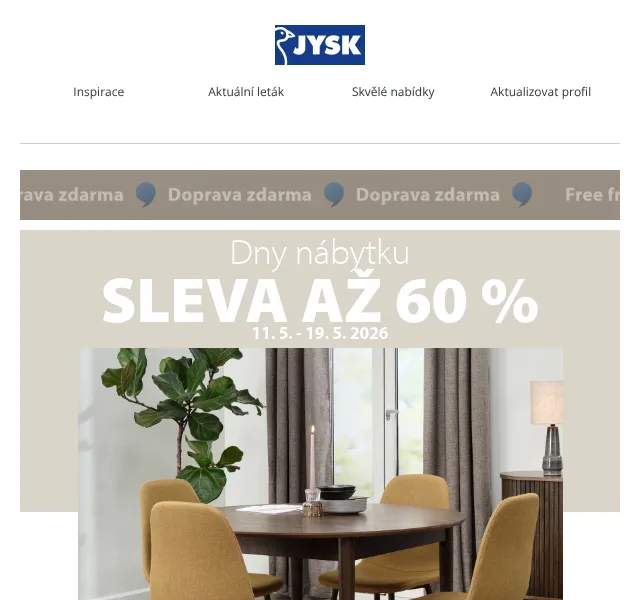 JYSK: Sleva až 65 % na nábytek – květen 2026 | Nuslet.cz