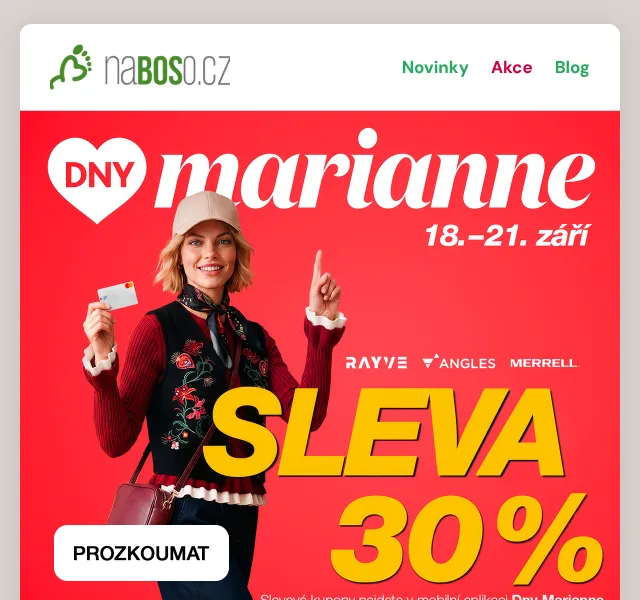 naBOSo: 30 % sleva Angles, RAYVE – září 2026