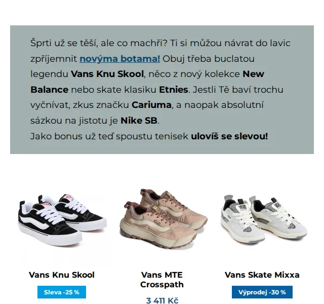 SNOWBOARD ZEZULA: Slevy na Vans, New Balance, Nike SB – červenec 2026 | Nuslet.cz