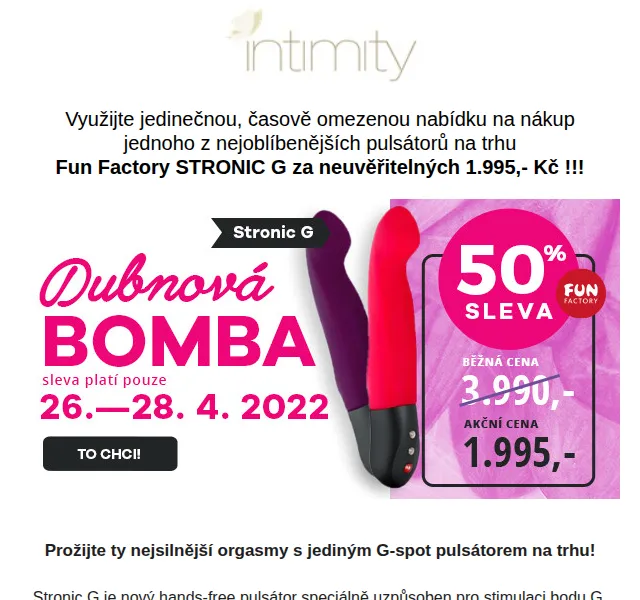 Intimity.cz: Fun Factory Stronic G se slevou 50 % – červen 2026 | Nuslet.cz