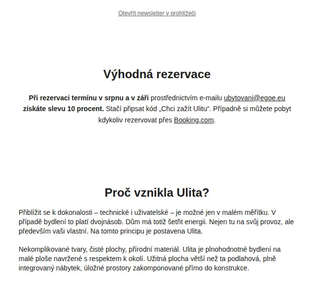 Egoé: Ubytování v Ulitě se slevou 10 % – zažijte to na poli | Nuslet.cz