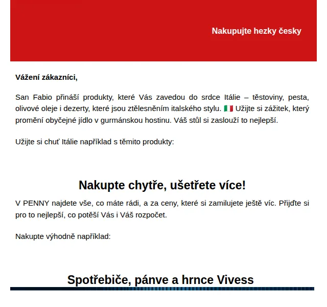 Penny: Italské chutě a věrnostní akce Vivess – leden 2025 | Nuslet.cz