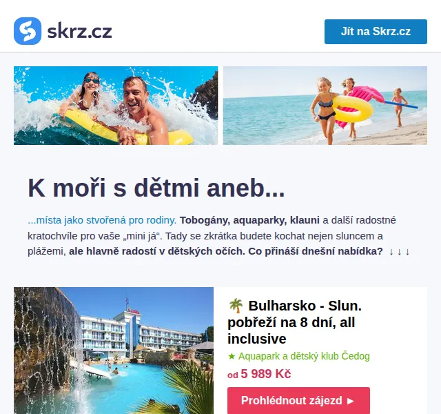 Skrz: Rodinná dovolená u moře s aquaparkem – červenec 2026 | Nuslet.cz
