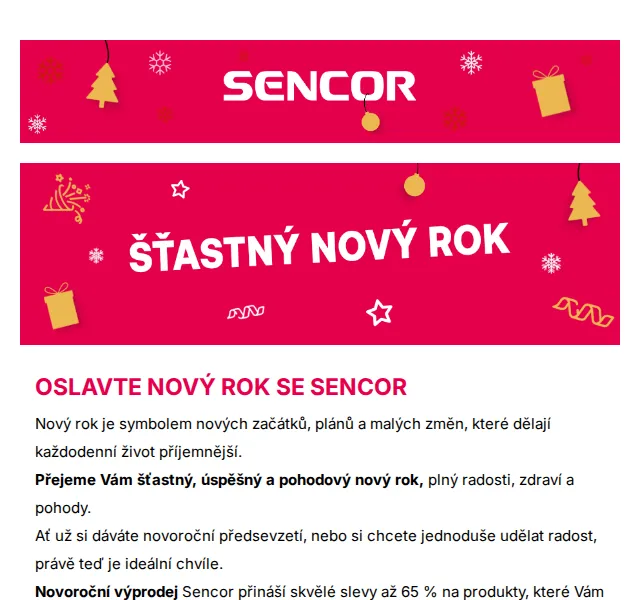 Sencor: Novoroční slevy až 65 % – červenec 2026 | Nuslet.cz