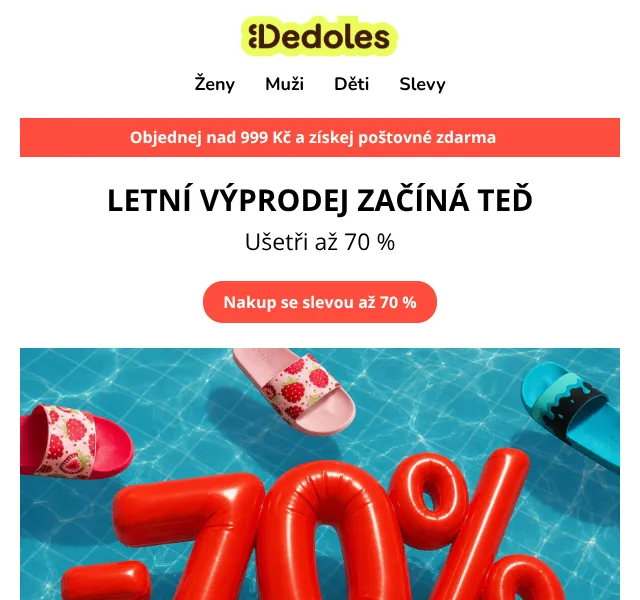 Dedoles.cz: Letní výprodej až -70 % – červen 2026