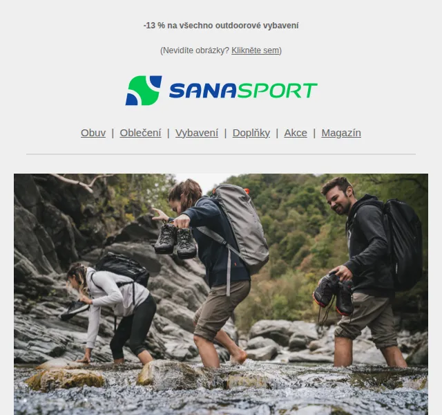 Sanasport: Outdoorová výbava se slevou 13 % – červen 2026 | Nuslet.cz