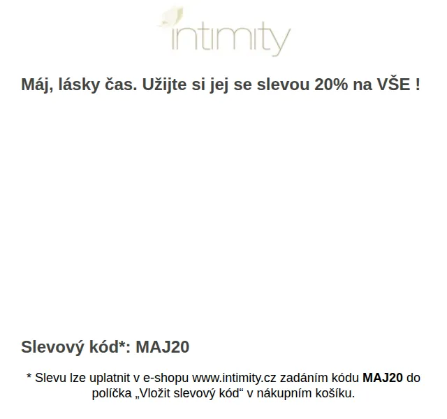 Intimity.cz: sleva 20 % na vše – červen 2026 | Nuslet.cz