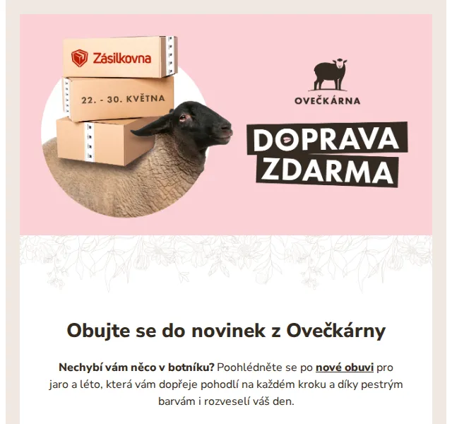 Ovečkárna: Doprava zdarma nad 499 Kč – červen 2026 | Nuslet.cz