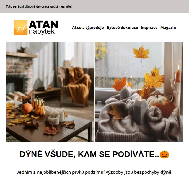 ATAN nábytek: podzimní dekorace od 90 Kč – červenec 2026 | Nuslet.cz