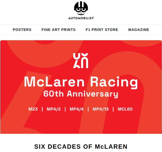 Automobilist: McLaren 60 let plakáty – limitovaná kolekce – červenec 2026 | Nuslet.cz
