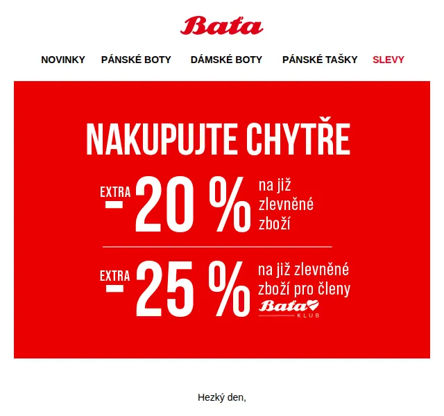 Baťa: Sleva až 25 % na již zlevněné zboží – červenec 2026 | Nuslet.cz