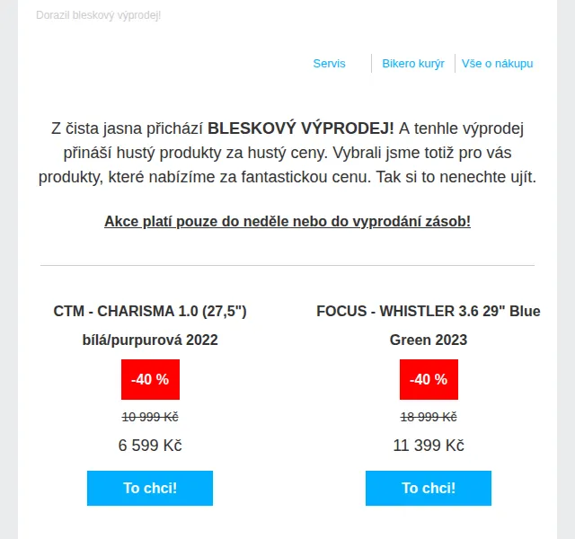 CZBikero: Bleskový výprodej se slevami až 70 % – červenec 2026 | Nuslet.cz