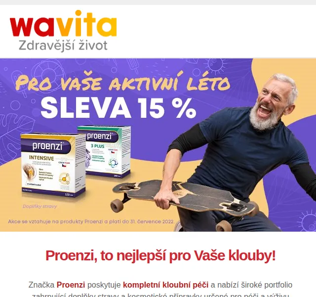 Wavita: Sleva 15 % na Proenzi – červenec 2026 | Nuslet.cz