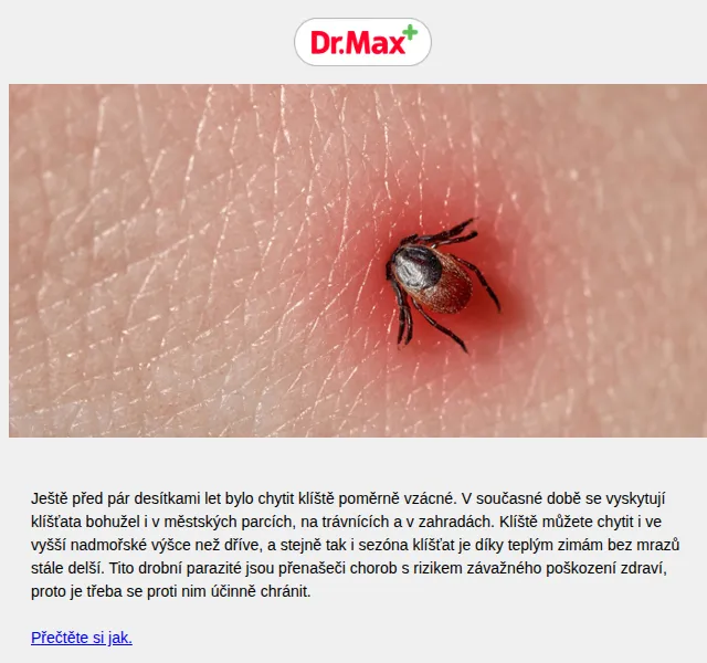 Dr.Max E-shop: Klíšťata útočí – 100 Kč sleva! červen 2026 | Nuslet.cz