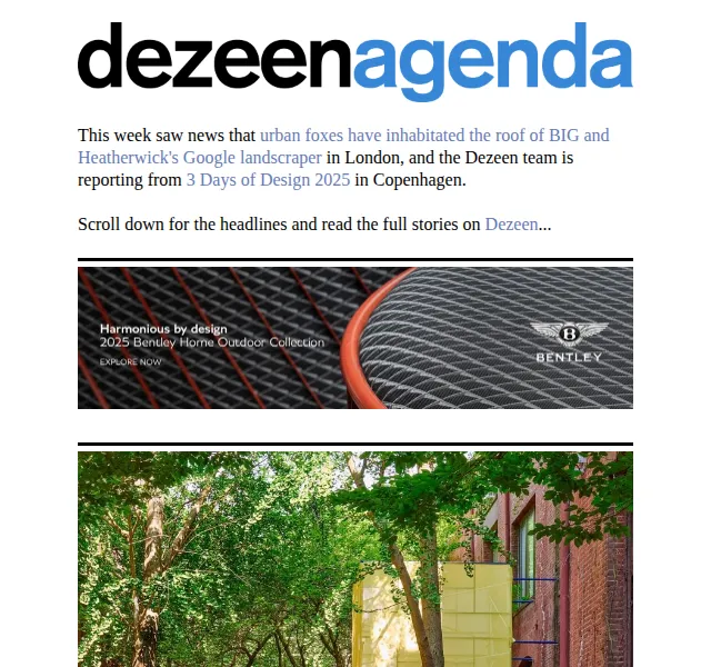 Dezeen Daily: Novinky z architektury a designu – červen 2026 | Nuslet.cz