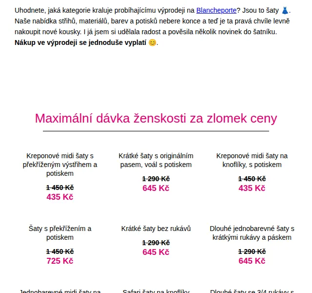 Blancheporte: Šaty až -70 % – červenec 2026 | Nuslet.cz
