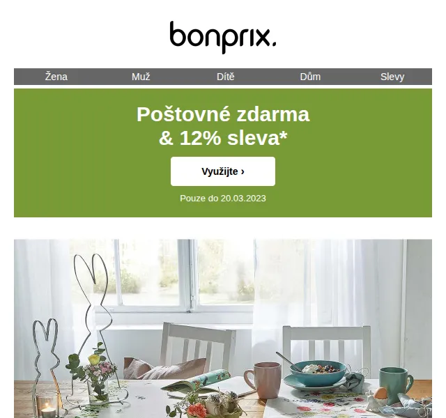Bonprix: 12% sleva + poštovné zdarma – březen 2026 | Nuslet.cz
