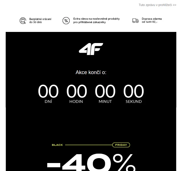 4Fstore: BLACK FRIDAY -40 % na bundy a mikiny – červen 2026 | Nuslet.cz