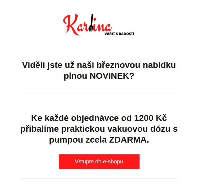 Karlina CZ: Kochblume poklice a vakuová dóza ZDARMA – červenec 2026 | Nuslet.cz