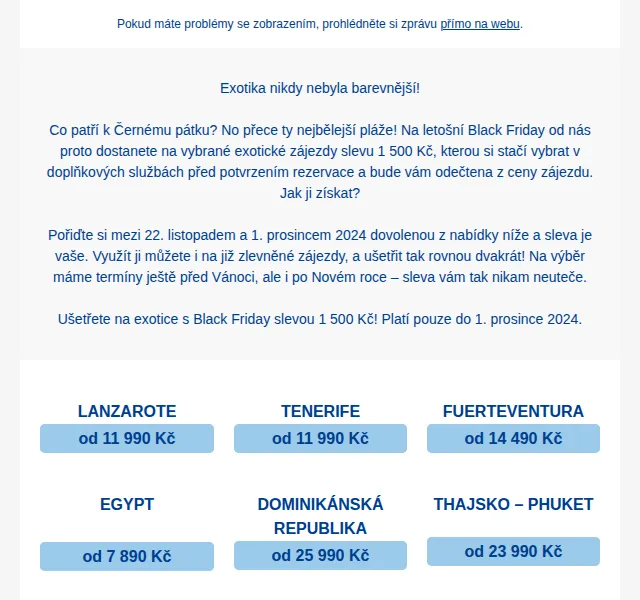Čedok: Black Friday sleva 1 500 Kč na zájezdy – červen 2026 | Nuslet.cz